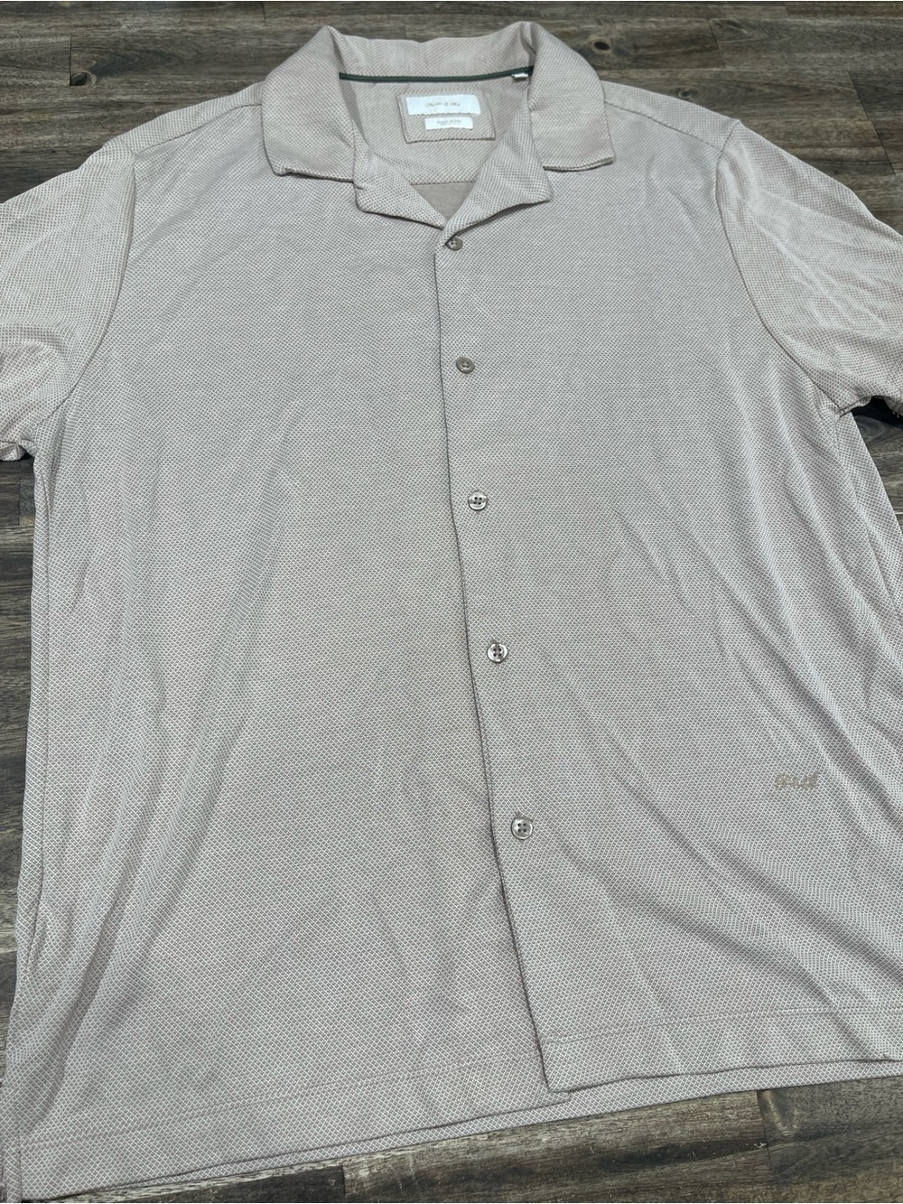 Porter & Ash Mens XL Beige Modal Blend Camp Collar Resort Button Up Shirt